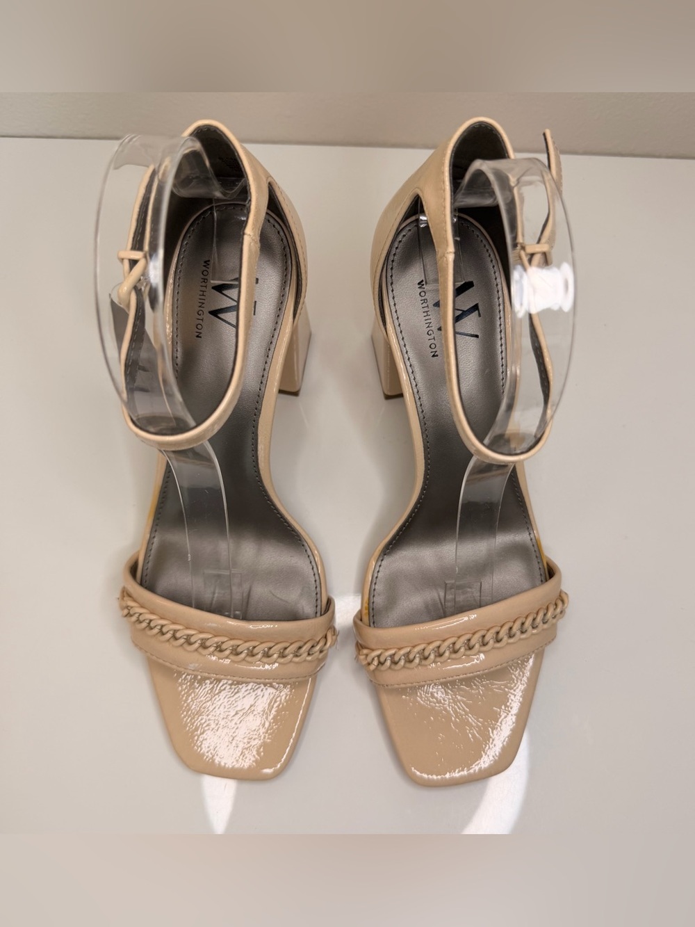 Worthington Nude Patent Block Heel Sandals - Picture 4 of 14